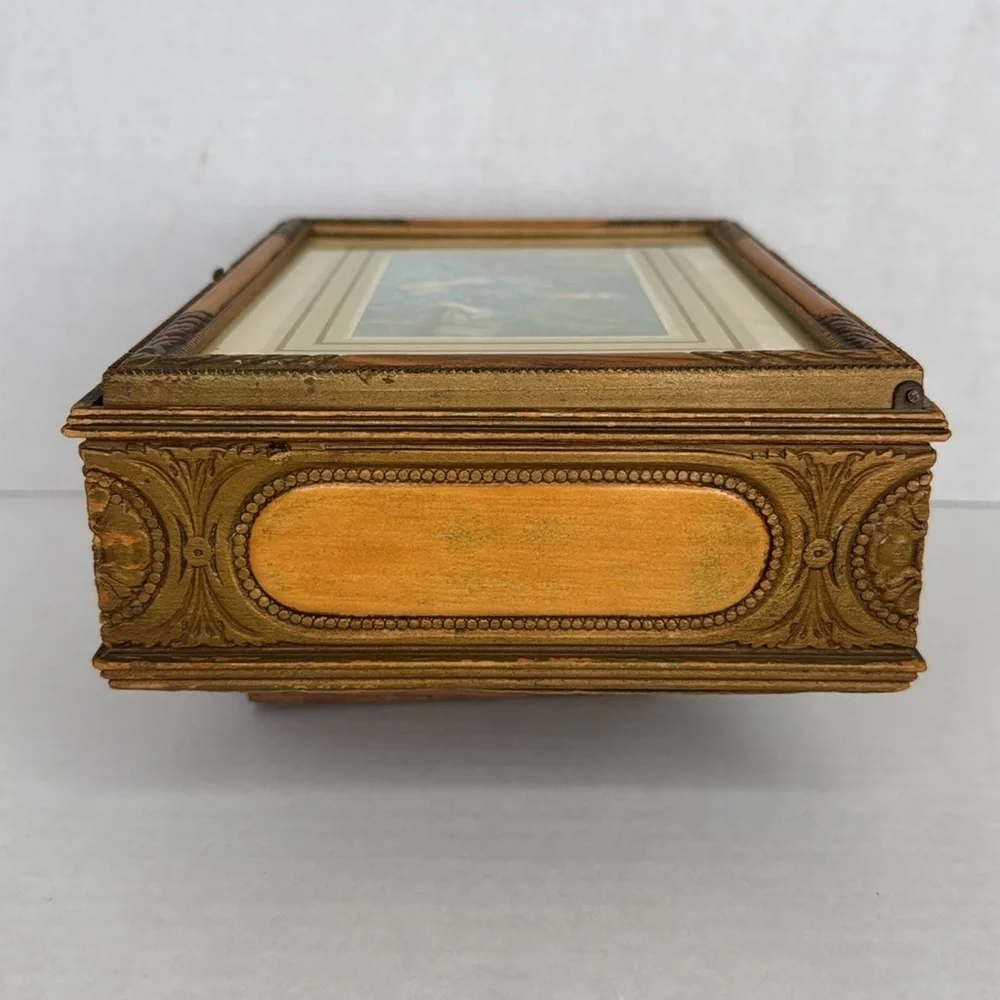 Antique Victorian Keeper Box/Dresser Box With Fancy Embossed Woodwork